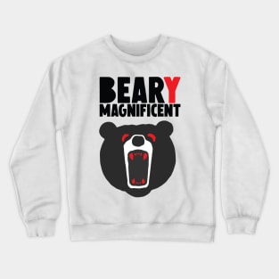 Beary Magnificient Bear Fierce Face Brave Strong Character Fighter Black Red Eye Fang Crewneck Sweatshirt